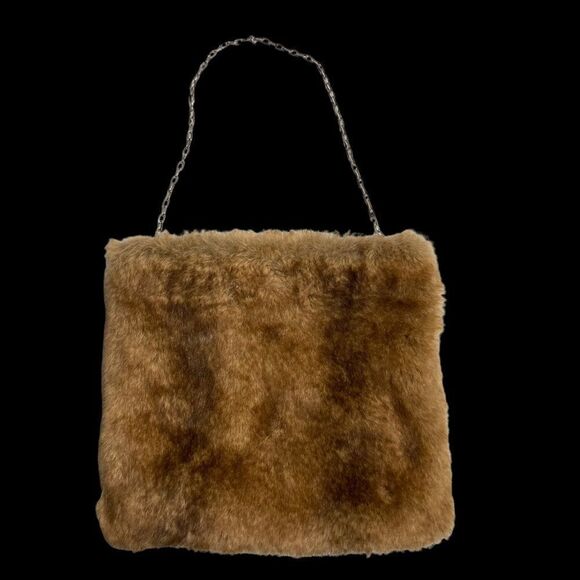 Terry Lewis Classic Luxuries Handbags - TERRY LEWIS Classic Luxuries Faux Fur Shoulder Bag Brown